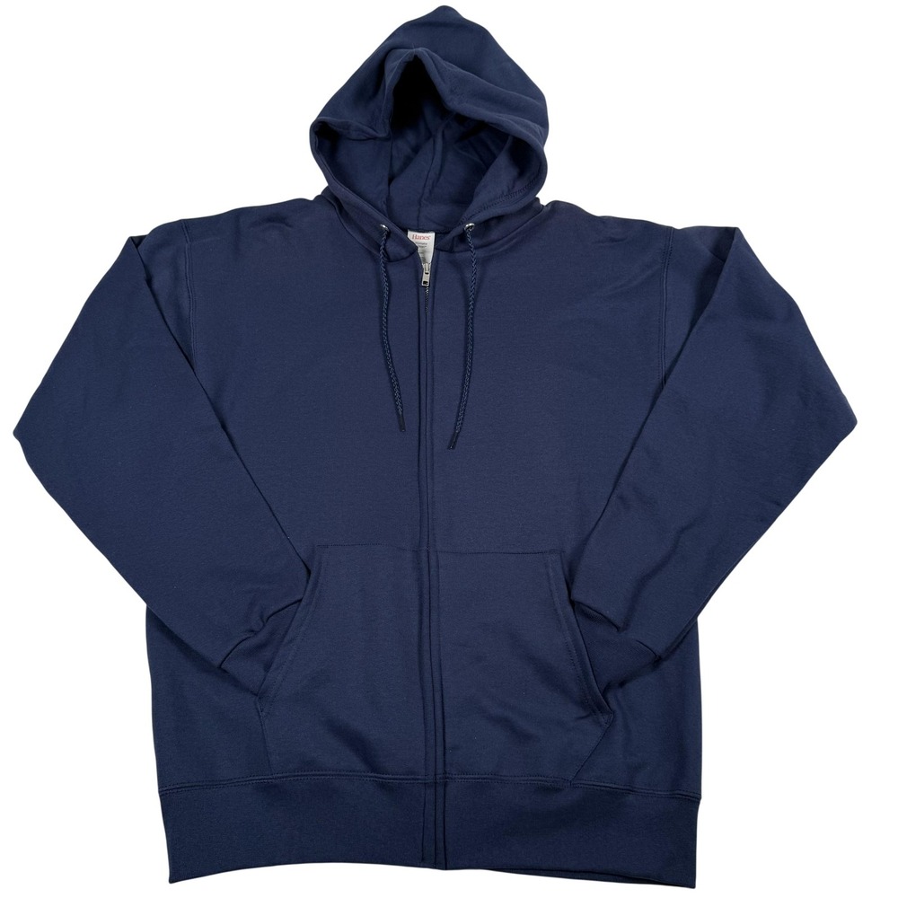 Hanes Hoodie Mens Small Blue Ultimate Cotton Full Zip Sweatshirt Fleece